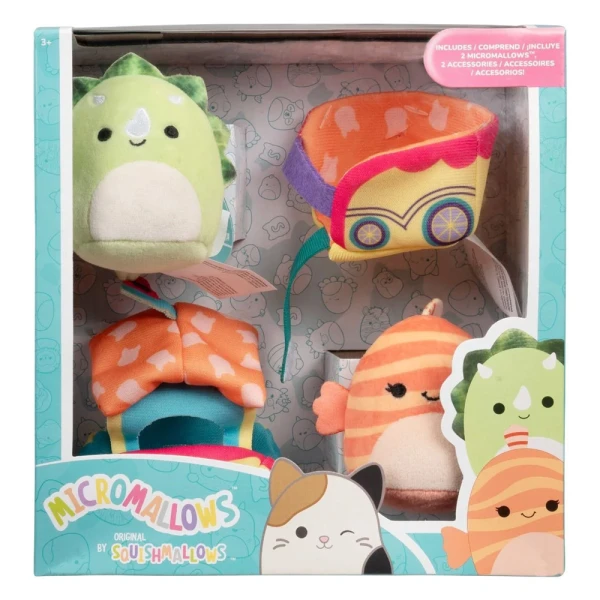 MICROMALLOWS - PLAY SET OF 4 PLUSH TOYS 6cm SQUISHMALLOWS & ACCESSORIES - TICKET TO RIDE