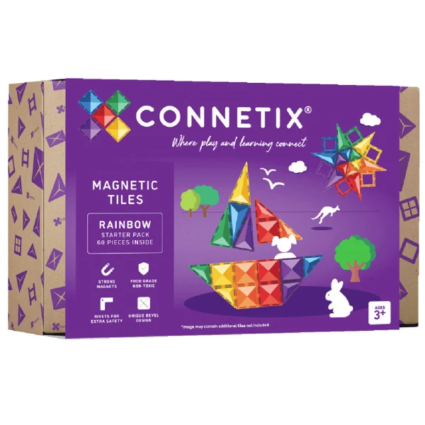 CONNETIX MAGNETIC TILES RAINBOW STARTER PACK 60 pcs
