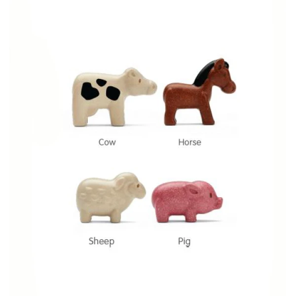 PLAN TOYS WOODEN FARM ANIMALS SET