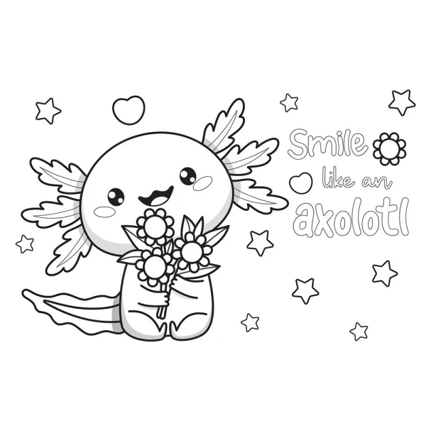DRAWING PAD 23Χ33 cm 40 SHEETS WITH STICKERS & STENCIL AXOLOTL - 2 DESIGNS
