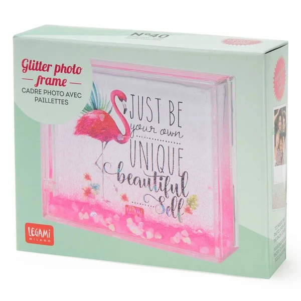 LEGAMI GLITTER PHOTO FRAME SMALL - FLAMINGO