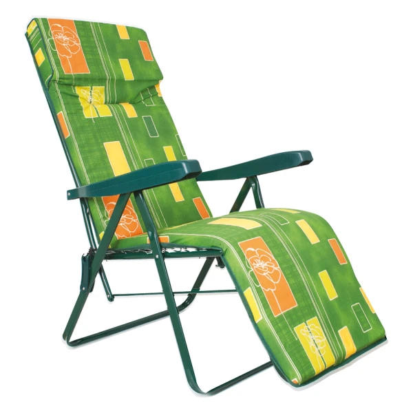 ESCAPE ARMCHAIR WITH 6 POSITIONS GREEN FRAME GREEN CHECK CUSHION