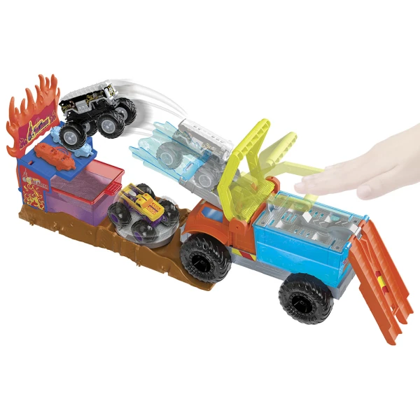 HOT WHEELS MONSTER TRUCKS PLAYSET COLOR SHIFTERS 5 ALARM RESCUE