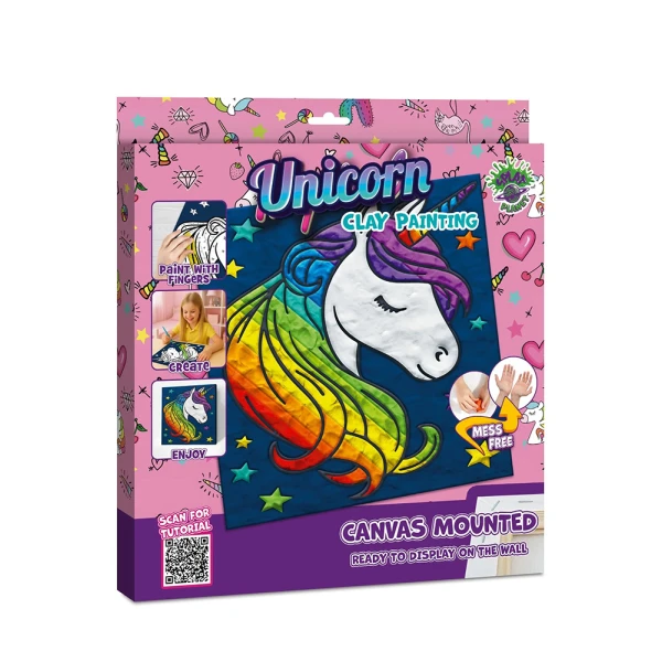 SPLAT PLANET MESS-FREE PAINT KIT WITH CLAY UNICORN CANVAS MOUNTED