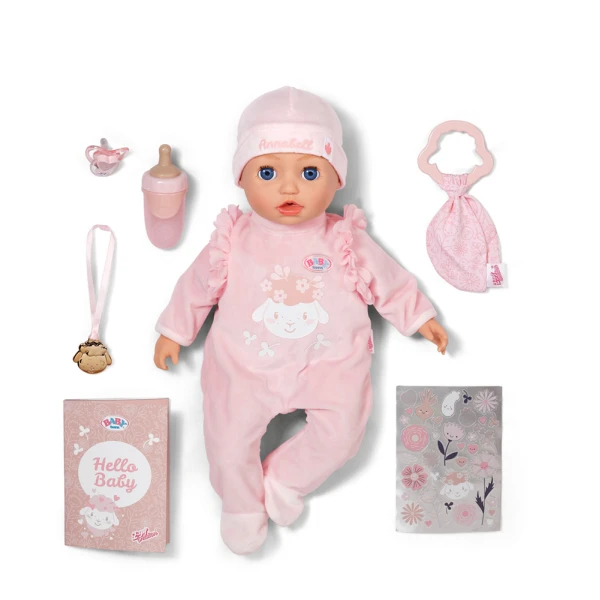 ZAPF CREATION BABY BORN INTERACTIVE DOLL ANNABELL 43 cm WITH ACCESSORIES