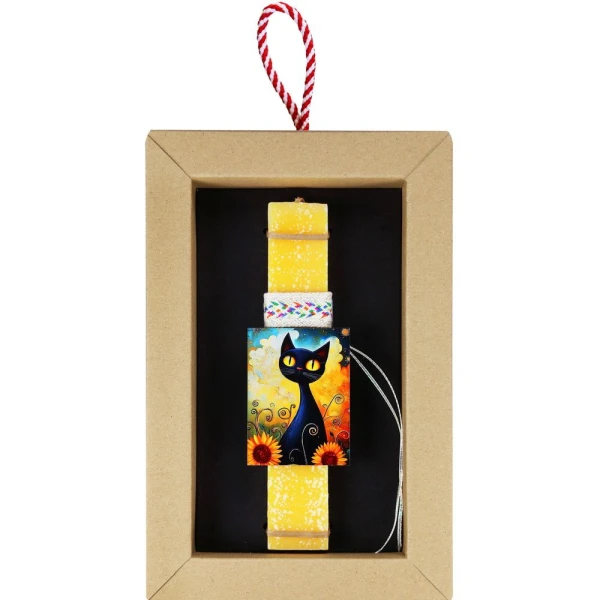 SYNCHRONIA HANDMADE CANDLE 20 cm PET MAGNET - CAT WITH SUNFLOWERS