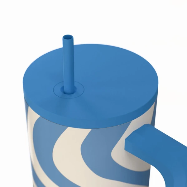 ESTIA HOME ART THERMAL BOTTLE STRAW TUMBLER XL 900ml - OCEAN WAVES