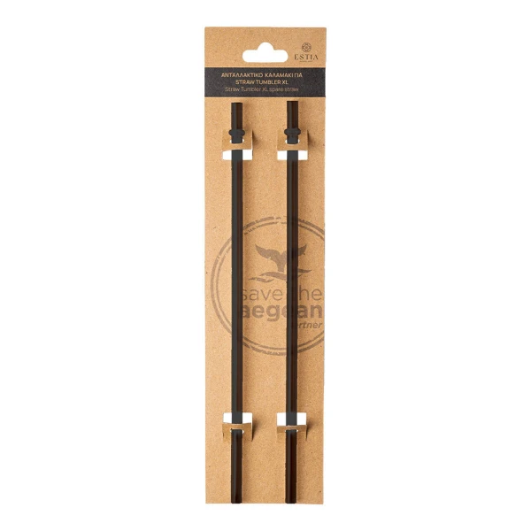 ESTIA HOME ART ΑΝΤΑΛΛΑΚΤΙΚΑ ΚΑΛΑΜΑΚΙΑ STRAW TUMBLER XL 900ml MIDNIGHT BLACK 2 ΤΕΜ 