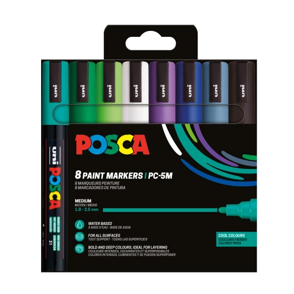 POSCA ΣΕΤ 8 ΜΑΡΚΑΔΟΡΟΙ PC-5M – COOL COLOR