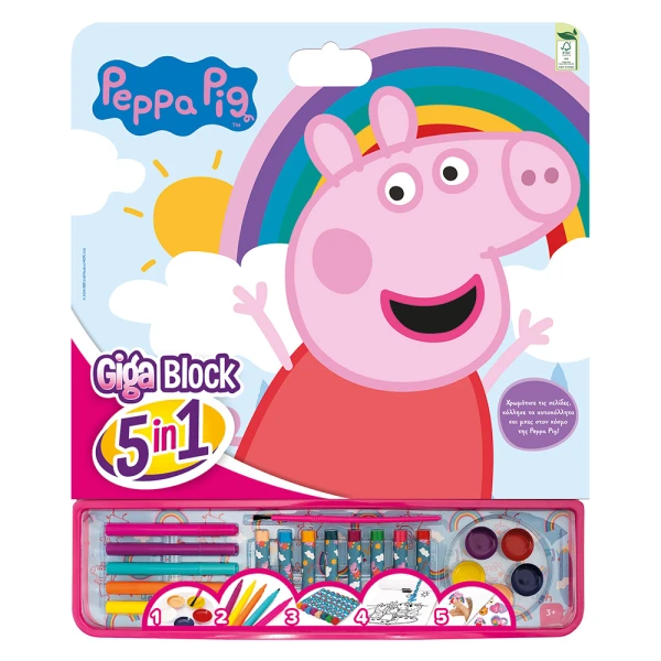 GIGA BLOCK ΣΕΤ ΖΩΓΡΑΦΙΚΗΣ PEPPA PIG 5 ΣΕ 1 ΓΙΑ 3+ ΧΡΟΝΩΝ