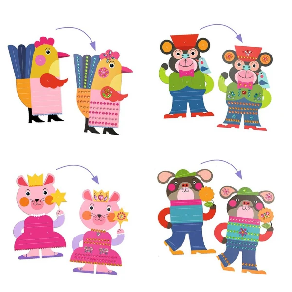 DJECO DECORATE WITH GEM STICKERS - ANIMAL PICTURES