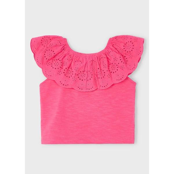 MAYORAL BLOUSE SHORT SLEEVES COMBINED PINK FUCHSIA