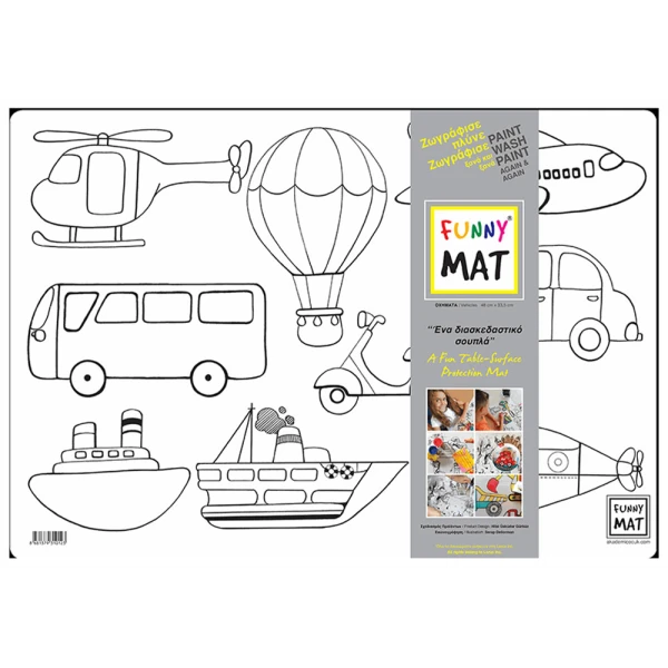 AKADEMI FUNNY MAT DRAWING PLACEMAT 48X33.5 cm VEHICLES