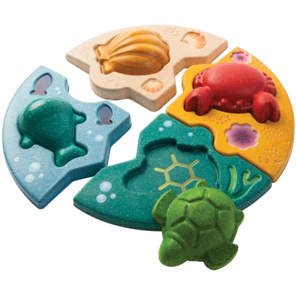 PLAN TOYS WOODEN PUZZLE WITH MARINE ANIMALS