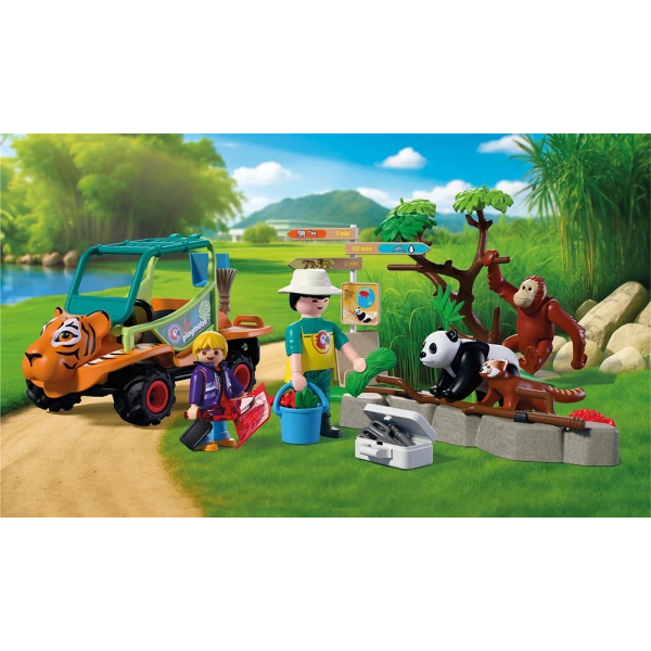 PLAYMOBIL ANIMALS & FRIENDS  ZOO ZOOKEEPER WITH VEHICLE