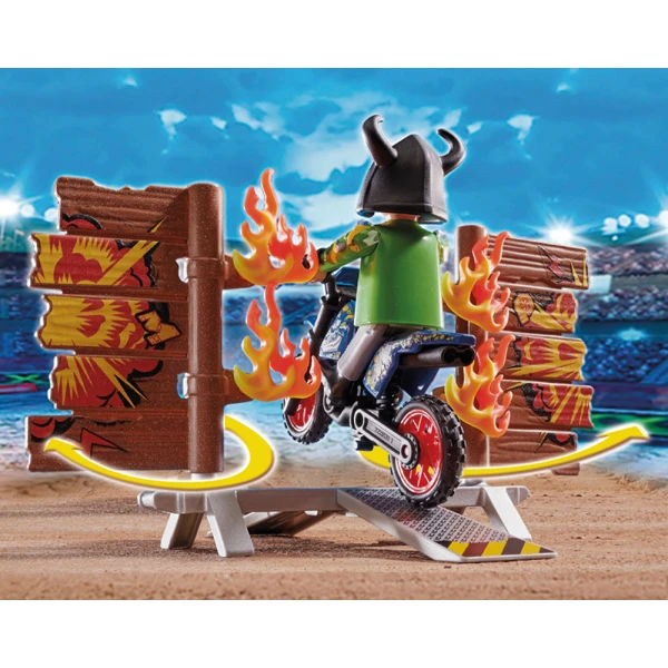 PLAYMOBIL STUNT SHOW ΜΗΧΑΝΗ MOTOCROSS ΜΕ ΦΛΕΓΟΜΕΝΟ ΤΟΙΧΟ