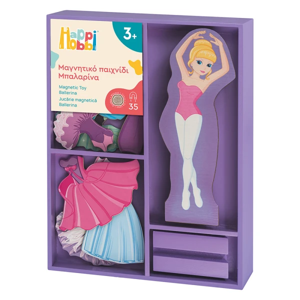HAPPIHOBBI MAGNET 35 EDUCATIONAL WOODEN MAGNETS SWEET BALLERINA