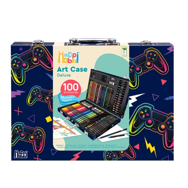 HAPPIHOBBI ART CASE DELUXE VIDEO GAMES WITH 100 ACCESSORIES FOR AGES 3+ 