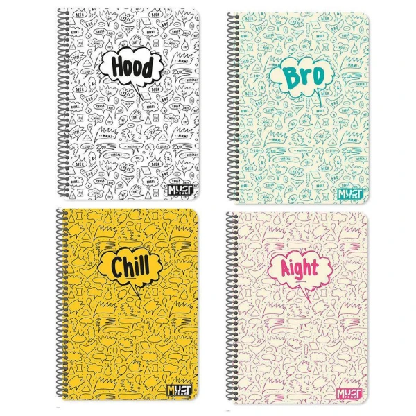 MUST TEAM SPIRAL NOTEBOOK A4 3-SUBJECT 90 SHEETS – QUOTES (4 DESIGNS)