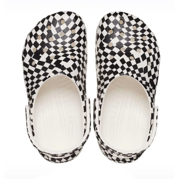 CROCS CLASSIC WARPED CHECKER CLOG K WHITE/BLACK