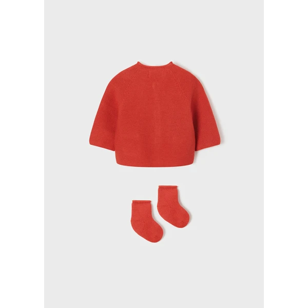 MAYORAL LONG CARDIGAN AND SOCKS ORANGE