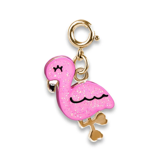 CHARM IT GOLD GLITTER FLAMIMGO CHARM