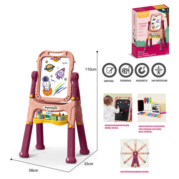 MAGNETIC BOARD 2 SIDED 110 cm. PINK