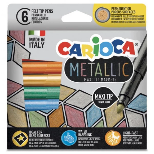 CARIOCA METALLIC MARKERS 6 COLOURS