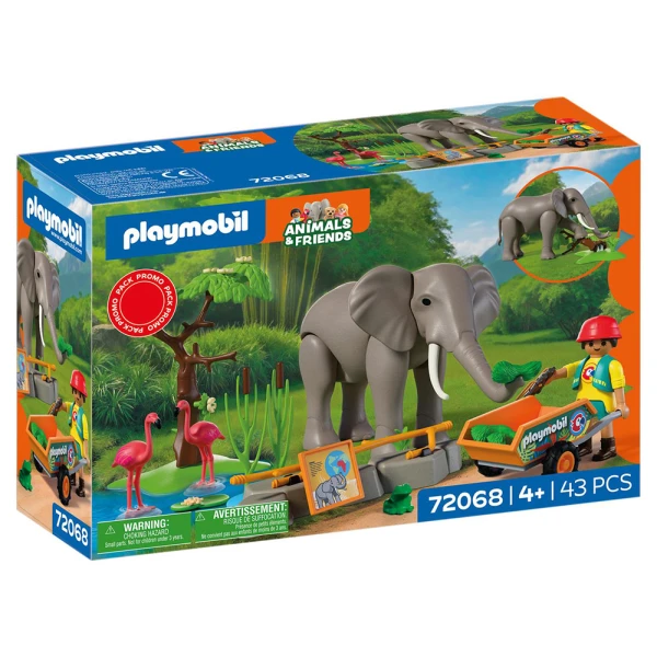 PLAYMOBIL ANIMALS & FRIENDS ΦΡΟΝΤΙΣΤΗΣ ΖΩΟΛΟΓΙΚΟΥ ΠΑΡΚΟΥ ΜΕ ΕΛΕΦΑΝΤΑ ΚΑΙ ΦΛΑΜΙΝΓΚΟ