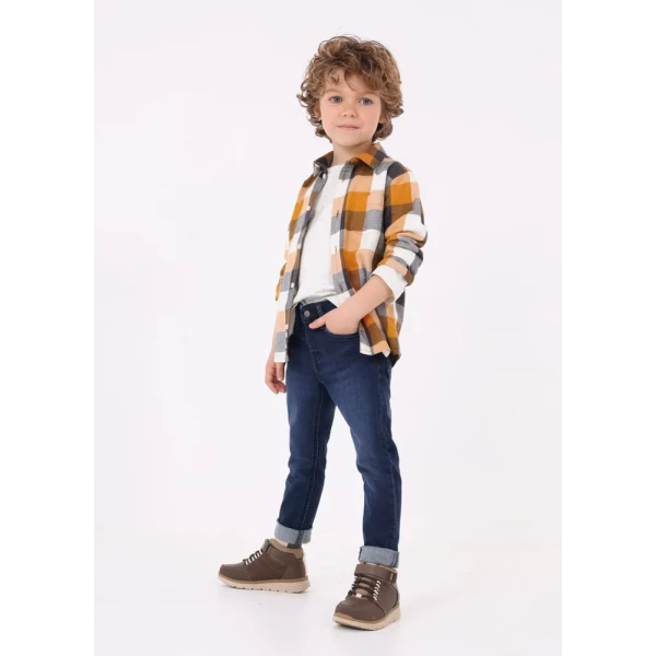 MAYORAL SHIRT LONG SLEEVES CHECKED OCHER