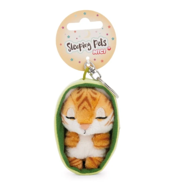 SLEEPING PETS PLUSH KEYHOLDER 8 cm - TIGER