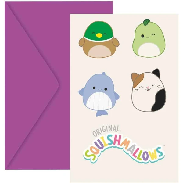 INVITATIONS AND ENVELOPES 6 pcs SQUISHMALLOWS