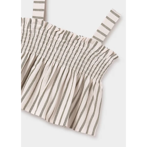 MAYORAL BLOUSE BRACES STRIPED LIGHT GREEN