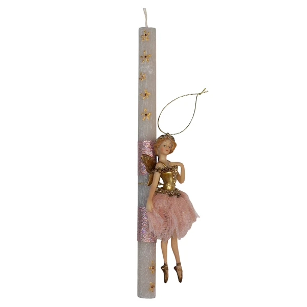 UNIKER HANDMADE CANDLE FAIRY 15 cm WITH GOLD WINGS PINK
