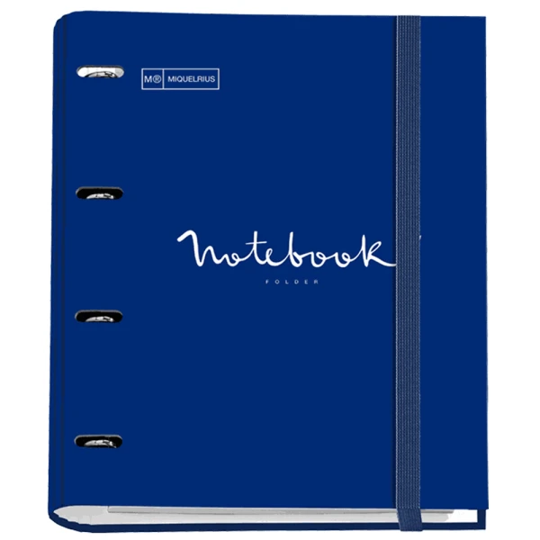 MIQUELRIUS BINDER WITH RUBBER 4 RINGS 35mm & BLOCK OF 100 SHEETS A4 EMOTIONS BLUE