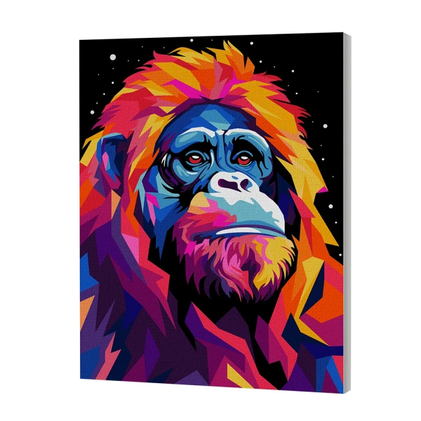 SPLAT PLANET PAINTING BY NUMBERS KIT ON FRAMED CANVAS 40X30 cm ORANGUTAN
