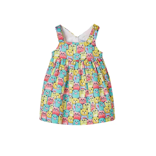 MAYORAL STAMPED DRESS CATS AQUAMARINE