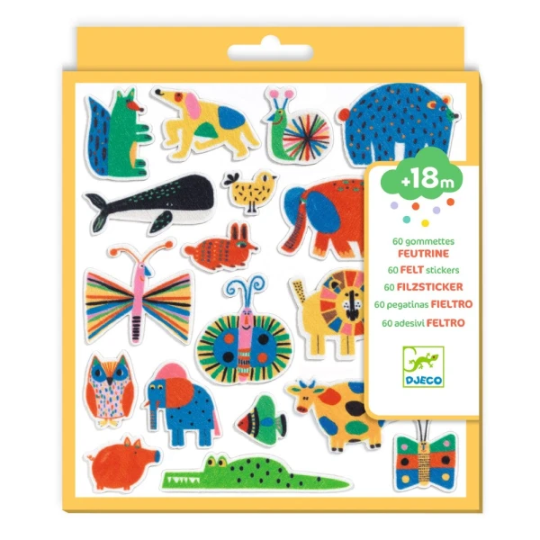 DJECO I CREATE WITH 60 PCS ADHESIVE FELT ANIMALS