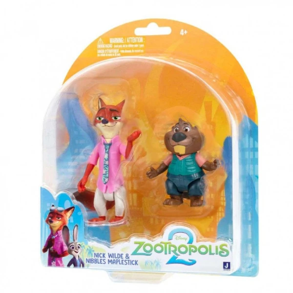 DISNEY ZOOTOPIA FIGURE SET 2pcs. 8cm. - NICK WILDE WITH NIBBLES MAPLESTICK
