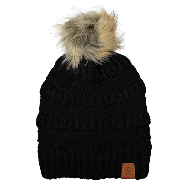 BEANIE WITH POMPON BLACK