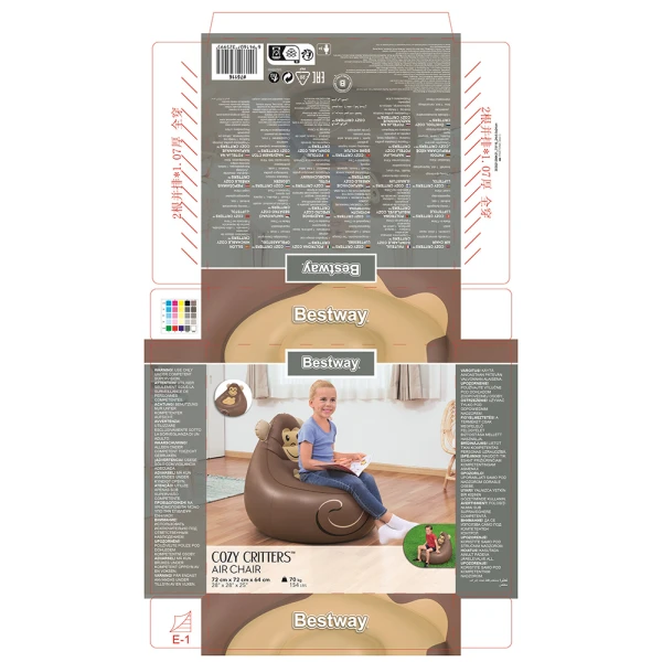 BESTWAY CHILDREN INFLATABLE CHAIR 72X72X64 cm  COZY CRITTERS - MONKEY