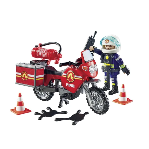 PLAYMOBIL CITY ACTION FIRE MOTORCYCLE & OIL SPILL INCIDENT