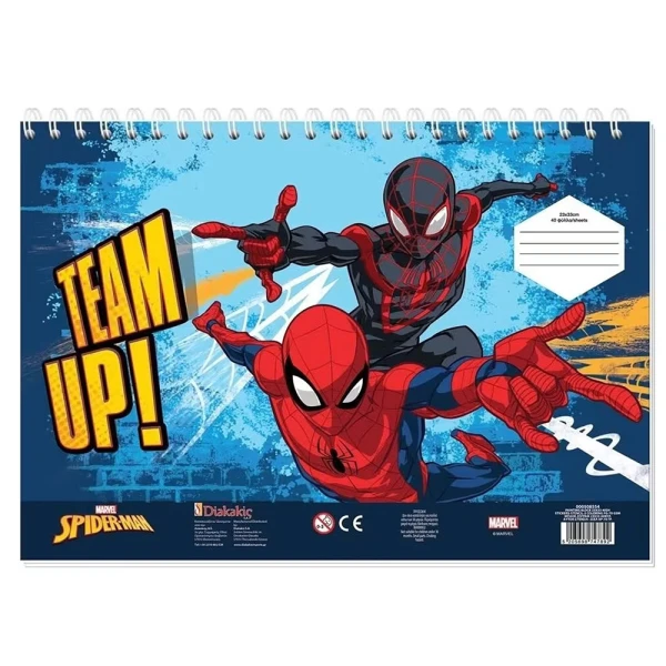 DRAWING PAD 23Χ33 cm 40 SHEETS WITH STICKERS & STENCIL SPIDERMAN - 2 DESIGNS