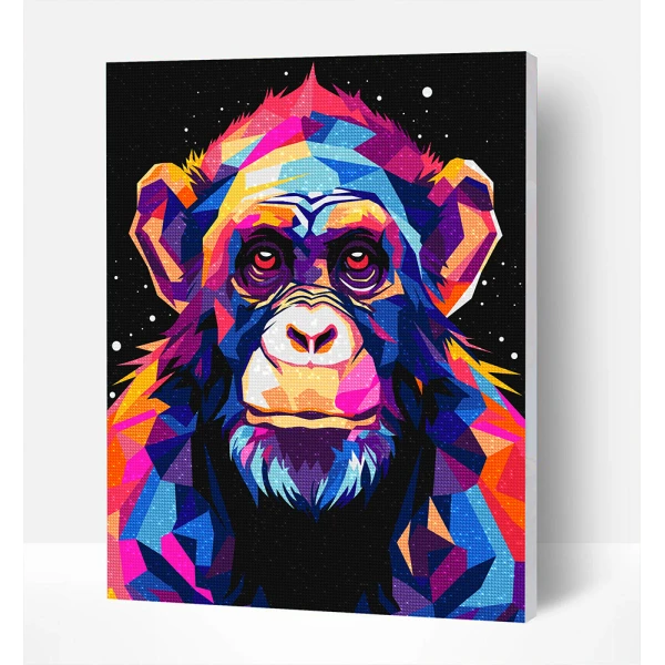 SPLAT PLANET DIAMOND PAINTING KIT ON FRAMED CANVAS 30X40 cm CHIMPANZEE 