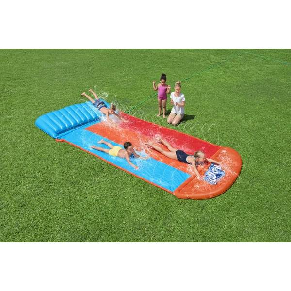 BESTWAY H2OGO! TRIPLE SLIDE 4.88m INFLATABLE GARDEN TSUNAMI SPLASH RAMP