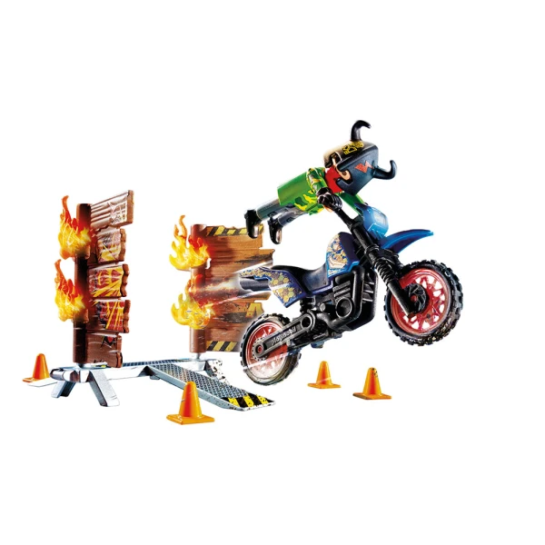PLAYMOBIL STUNT SHOW ΜΗΧΑΝΗ MOTOCROSS ΜΕ ΦΛΕΓΟΜΕΝΟ ΤΟΙΧΟ