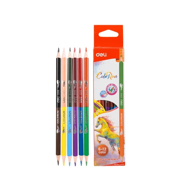 DELI ΚΡΑΙΓΙΟΝ ΔΙΧΡΩΜΟ ΧΑΡΤΙΝΟ BLISTER 12 ΧΡΩΜΑΤΑ Φ2.9mm COLORUN