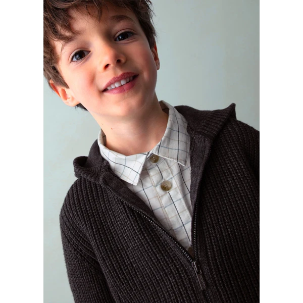 MAYORAL CARDIGAN KNITTED HOOD GREY DARK