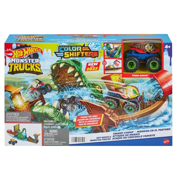 HOT WHEELS MONSTER TRUCKS ΣΕΤ ΠΑΙΧΝΙΔΙΟΥ ΧΡΩΜΟΚΕΡΑΥΝΩΝ ΜΕ ΚΡΟΚΟΔΕΙΛΟ