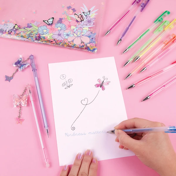 MAKE IT REAL 3C4G BUTTERFLY GLITTER POUCH AND PEN SET